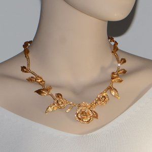 Oscar de la Renta Petite Rose Goldtone Crystal Necklace